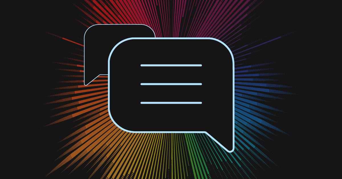 an image with lines representing ai computing lie behind a chatbox icon